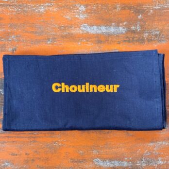 MOUCHIETTE, MI MOUCHOIR MI SERVIETTE BRODERIE CHOUINEUR SUR COTON UPCYCLE