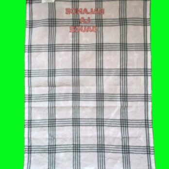 Torchon de cuisine 100 % coton gros quadrillage bleu, broderie machine fil rouge