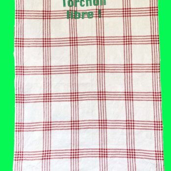TORCHON DE CUISINE EN COTON MOTIF QUADRILLE ROUGE BRODERIE TORCHON LIBRE AU FIL VERT