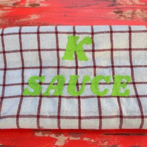torchon en coton, broderie K SAUCE by brodeintothemoon