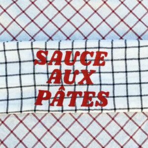 Torchon en coton, broderie sauce aux pates, by brodeintothemoon