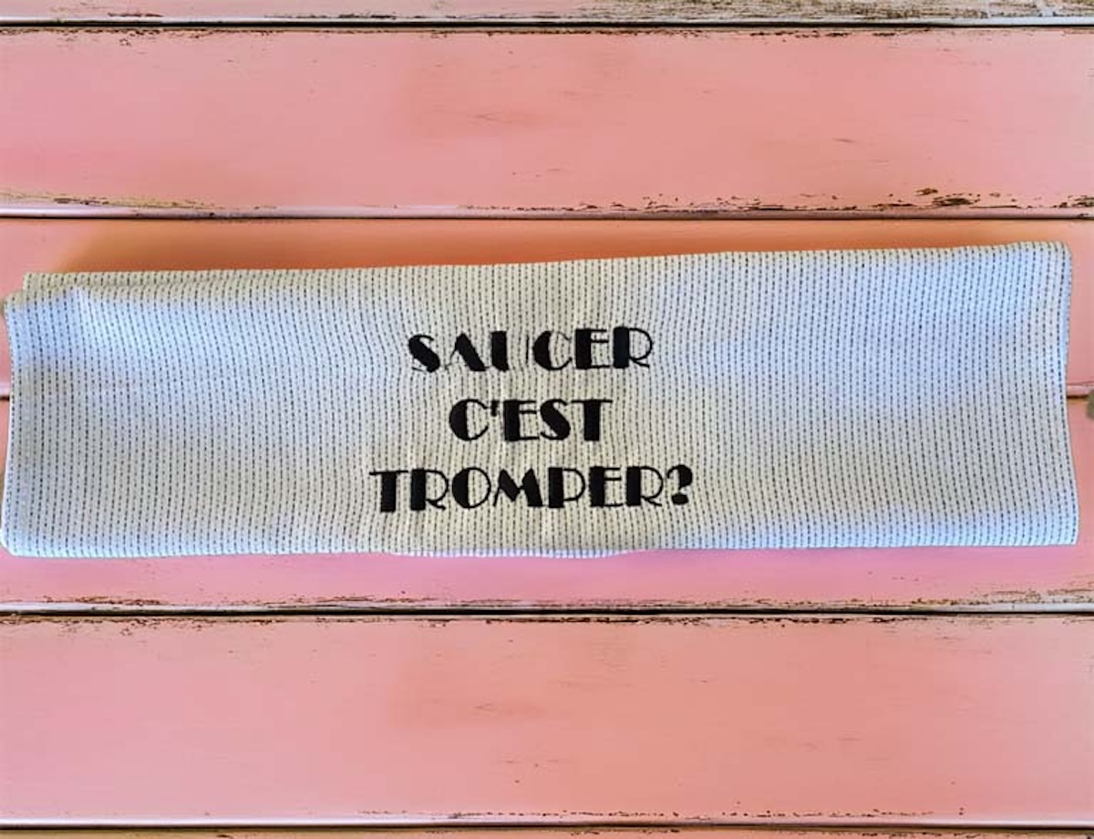 TORCHON EN COTON BRODERIE SAUCER C'EST TROMPER
