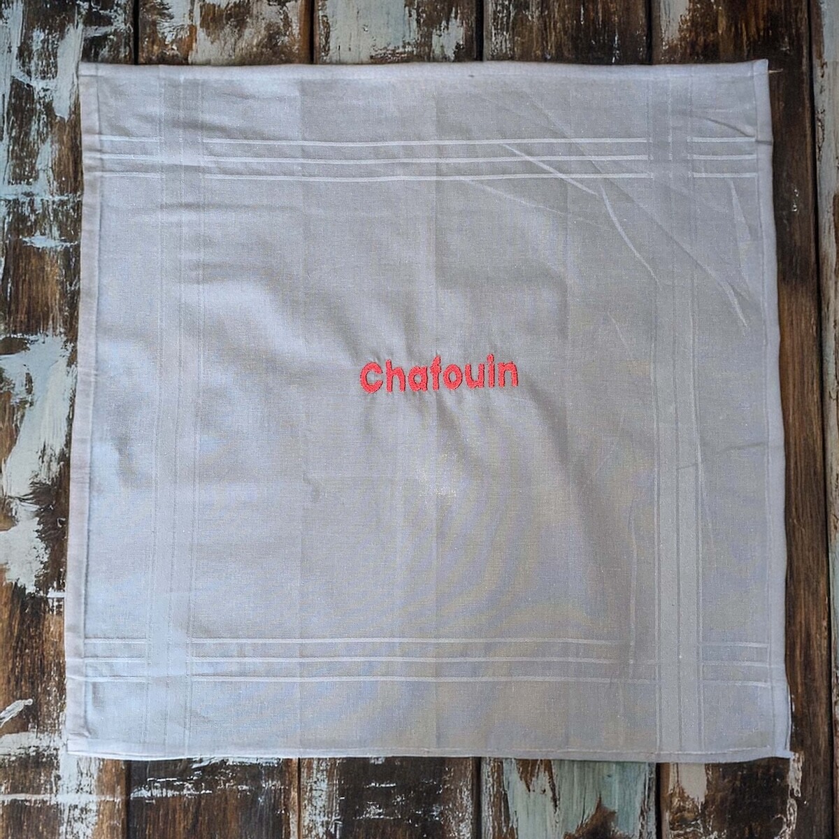 MOUCHOIR EN COTON, 40X40CM, BRODERIE CHAFOUIN BY BRODE INTO THE MOON