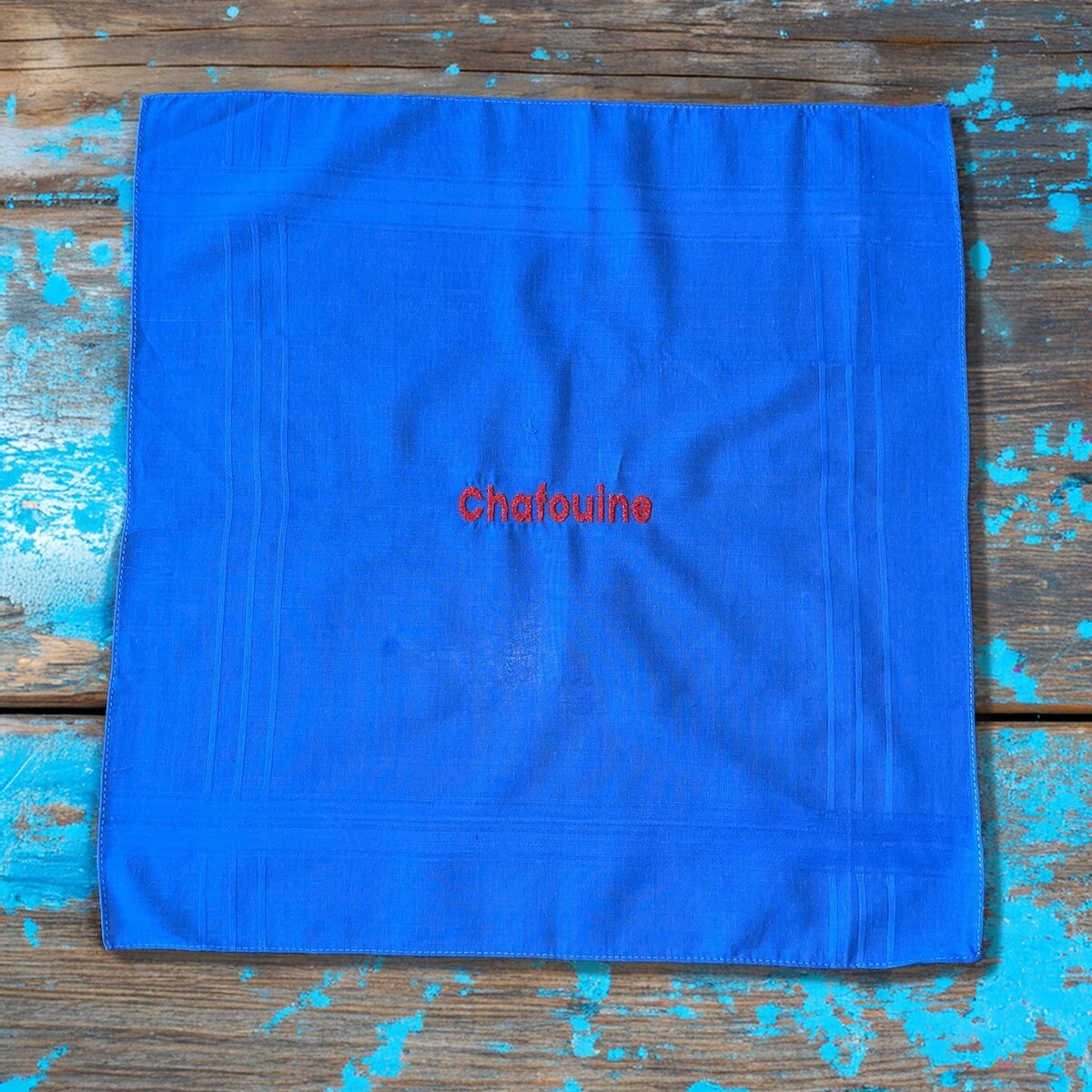 MOUCHOIR EN COTON, 40 X 40cm, BRODERIE CHAFOUINE BY BRODE INTO THE MOON